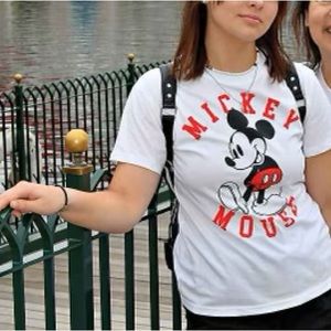 White and red Disney Mickey Mouse shirt